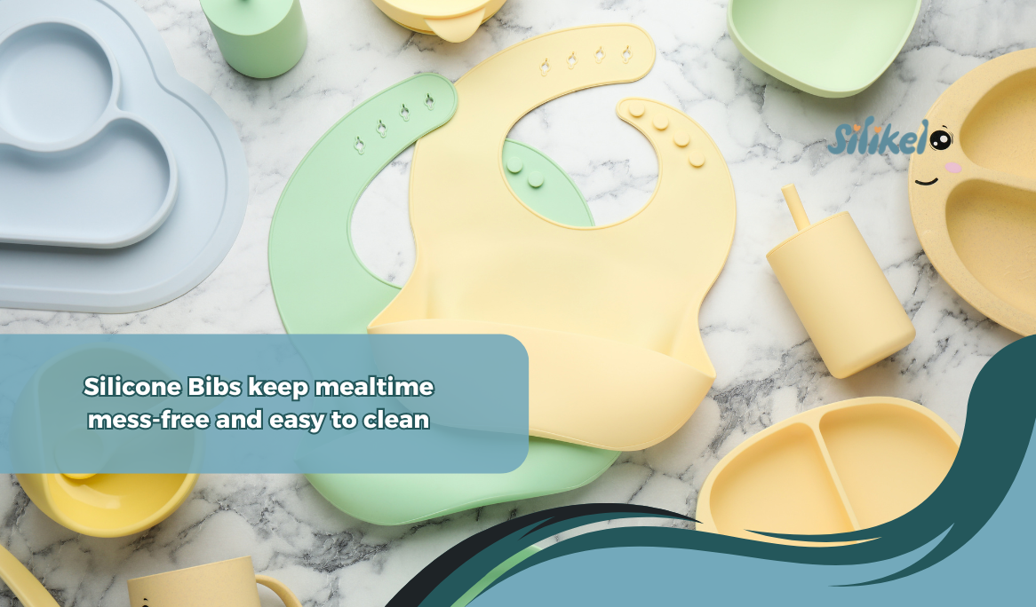 Silicone Bibs keep mealtime mess-free and easy to clean